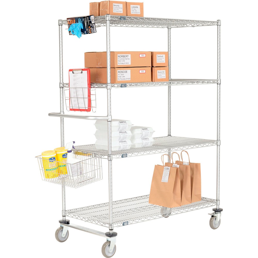 Nexelate Curbside Wire Truck w/4 Shelves Polyurethane Casters 54″L x 18″W x