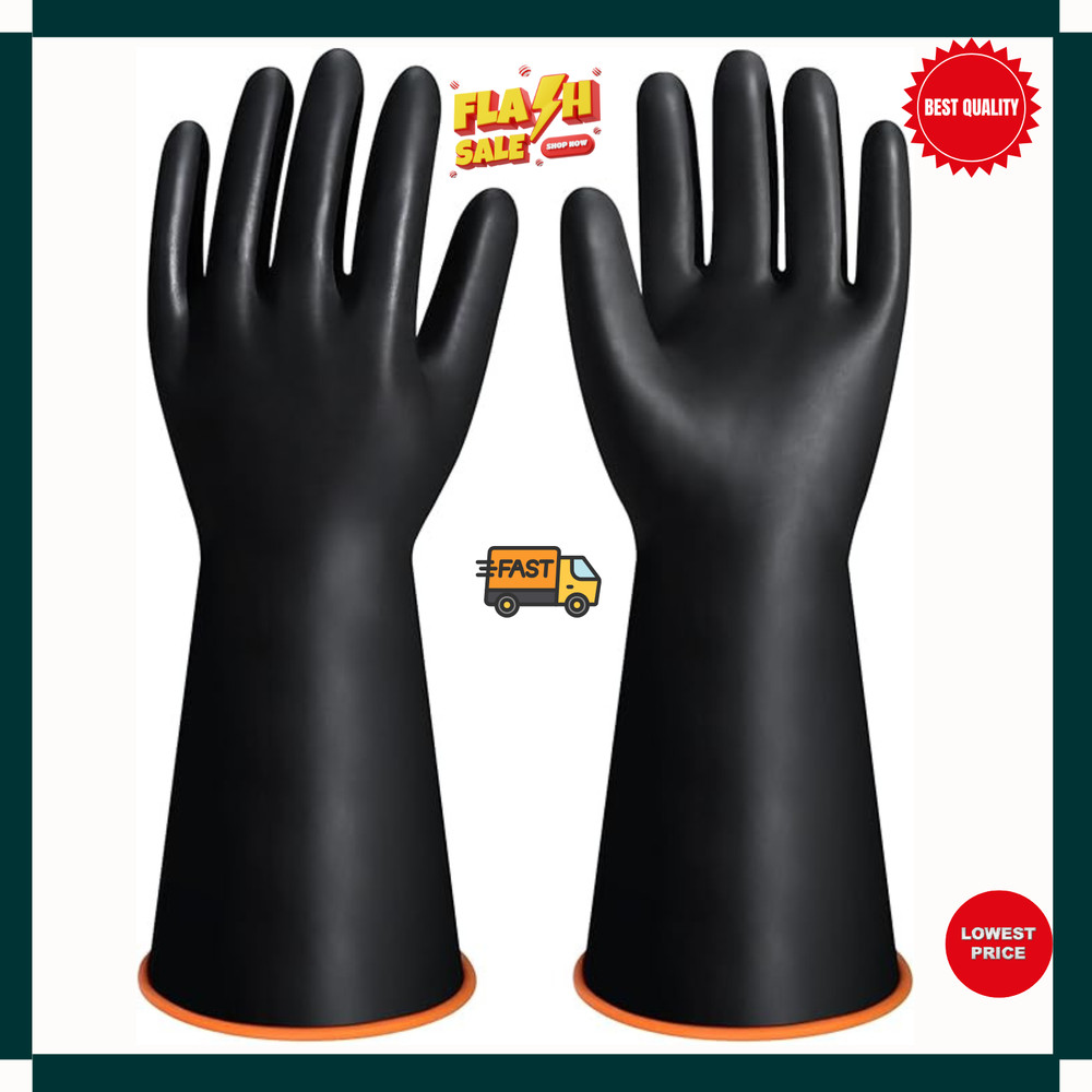 14″ XL Chemical Resistant Gloves Heavy Duty Rubber Long Waterproof Industrial Sa
