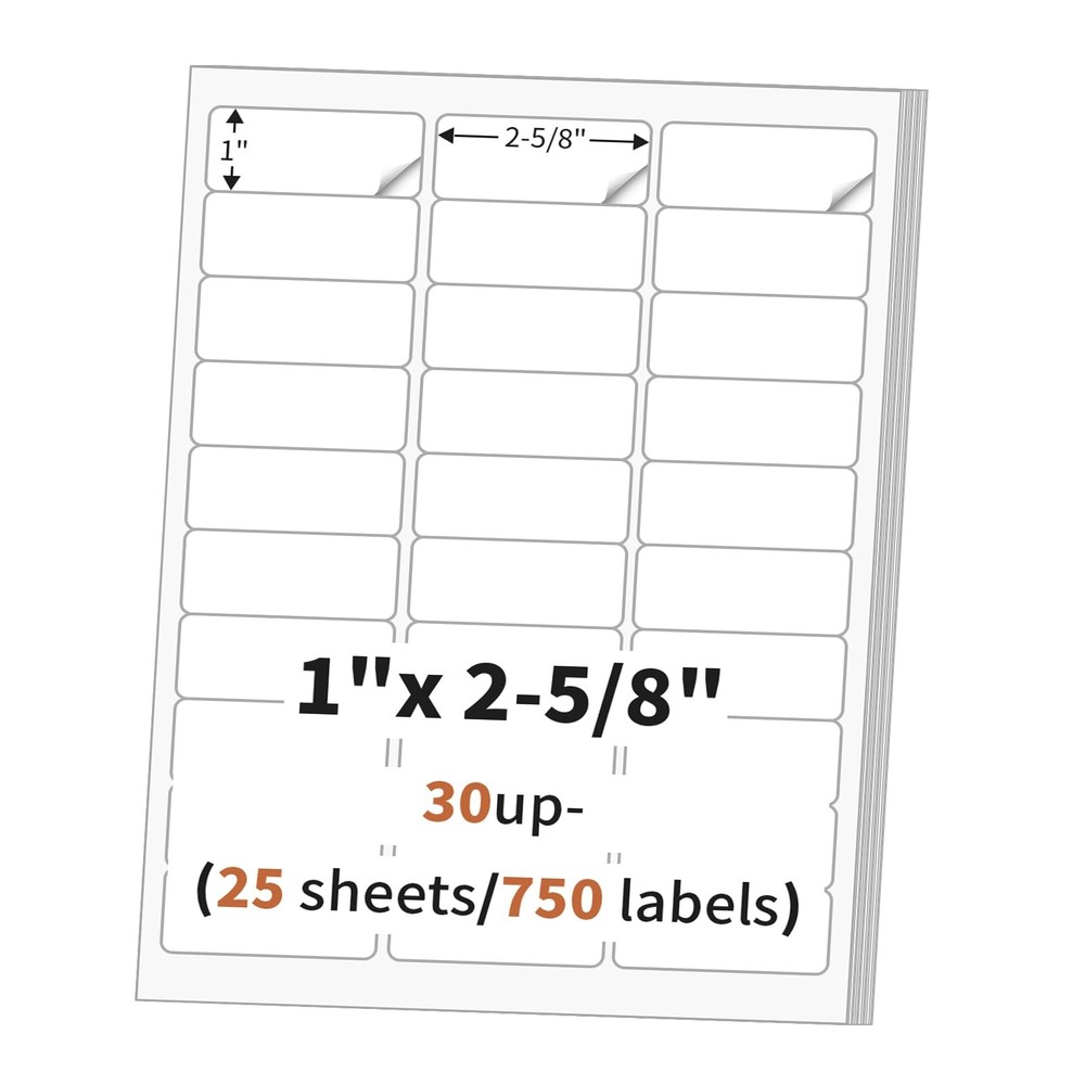 Etiquetas dirección 2,5 cm x 6,7 cm (25 hojas) Para láser/tinta Impresora chorro