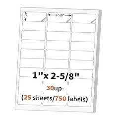 Etiquetas dirección 2,5 cm x 6,7 cm (25 hojas) Para láser/tinta Impresora chorro