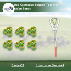 Extra Large Castration Banding Tool, Cattle Goat Bander with 24 Castration Bands