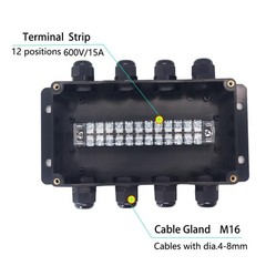 Watertight Junction Box IP67 Waterproof Electrical Project Box with 12P 15A B