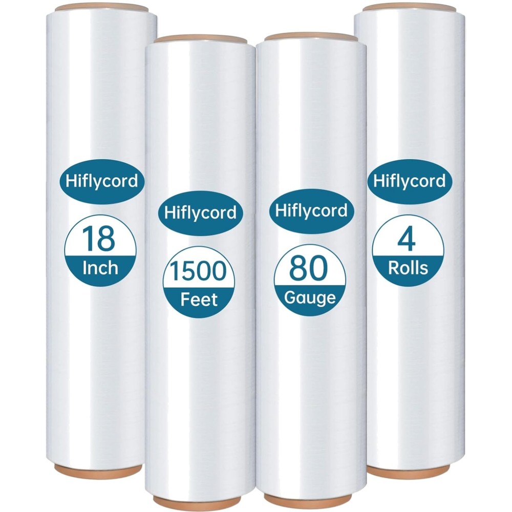Stretch/Shrink Wrap Roll ,Heavy Duty 800% Stretch,Clear 80 Gauge Industrial S…
