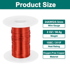 1Pack 24AWG Magnet Wire 2 oz Magnetic Coils Wire 155C(311F) Red White
