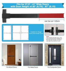 IRONWALLS Surface Vertical Rod Panic Bar, Black 27.5” Commercial Door Push Bar