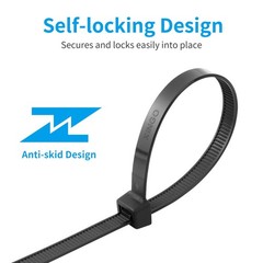 Heavy Duty 18″ Black Zip Ties 300 Pack – 330 LBS Strong Plastic Cable Ties for I