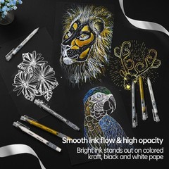 GETHPEN 0.6mm Fine Point White Gel Pens, 3-Pack for Artists 0.6mm,