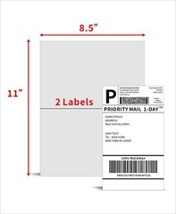 Half Sheets Shipping Labels 2 Per Sheet 8.5 x 5.5″Blank Self Adhesive 220-11000