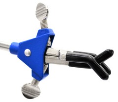 Eisco Labs 3 Finger Adjustable Clamp on Stainless Steel Rod – 2.3″ Max Opening