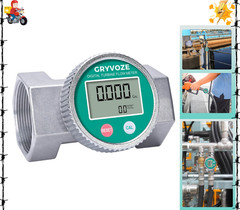 GRYVOZE Waterproof 2 Inch Water Flow Meter, 16–160 GPM Digital Turbine Flowme…