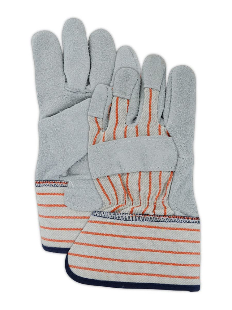 Duramaster TB725E Gunn-Cut Leather Palm Glove with Safety Cuff, 12 Pairs, Blue &