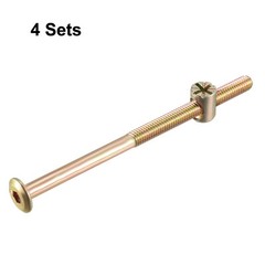 4 Sets M6x100mm Furniture Bolt Nut Set Screw 56.7mm Thread Long with Barrel Nuts