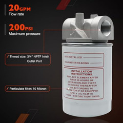 10 Micron Hydraulic Oil Filter Assembly, Spin-On Design, Return Line Filter with