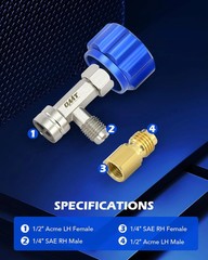 R1234YF Quick Coupler Adapter Self-Sealing & Puncture Can Tap for Car AC System