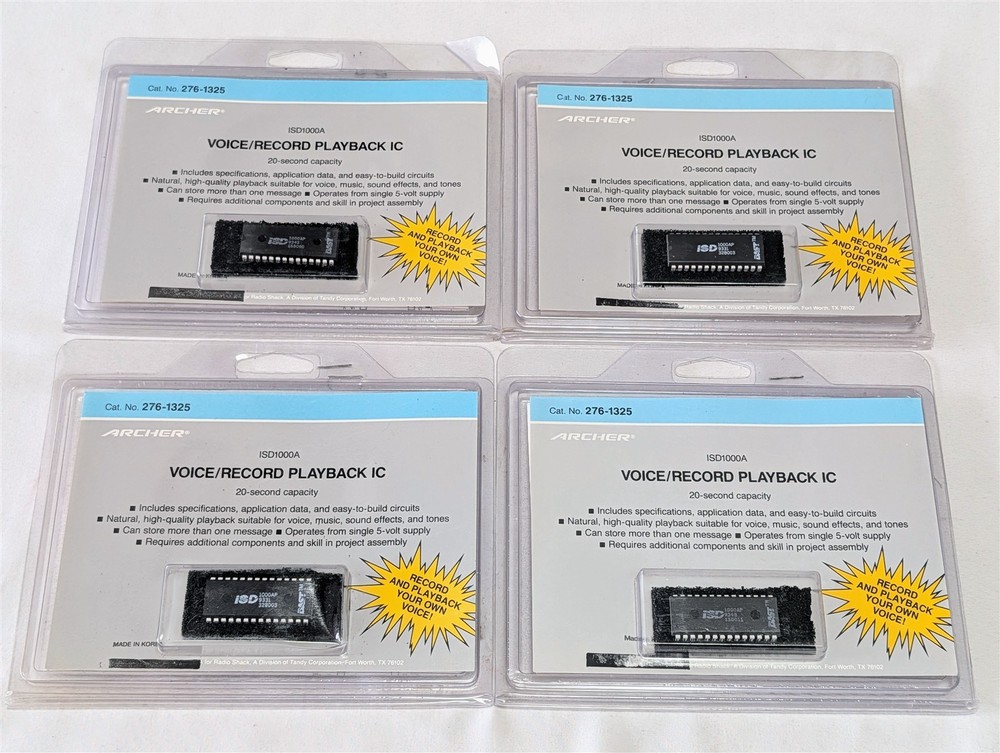 Lot of 4 Vintage Archer Radio Shack 276-1325 ISD1000A Voice Record Playback IC