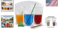 200 Drink Pouches with Straws – Reclosable for Parties