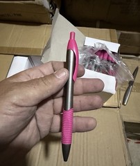 1000 Pink & Silver Retractable Click Ballpoint Pens with Rubber Grip Bulk Lot