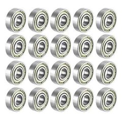 BGR (20 PCS) 608-ZZ Ball Bearing 8x22x7 Dual Shielded Metal Chrome Skateboard