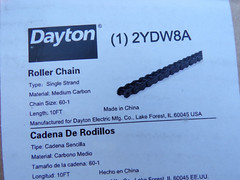 Dayton 2YDW8A Roller Chain 60-1 Single Strand 10’L Medium Carbon; mF
