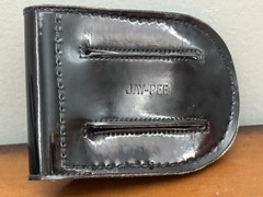VTG Jay-Pee High Gloss Black Leather Handcuff Case Silver Snap Jaypee GUC