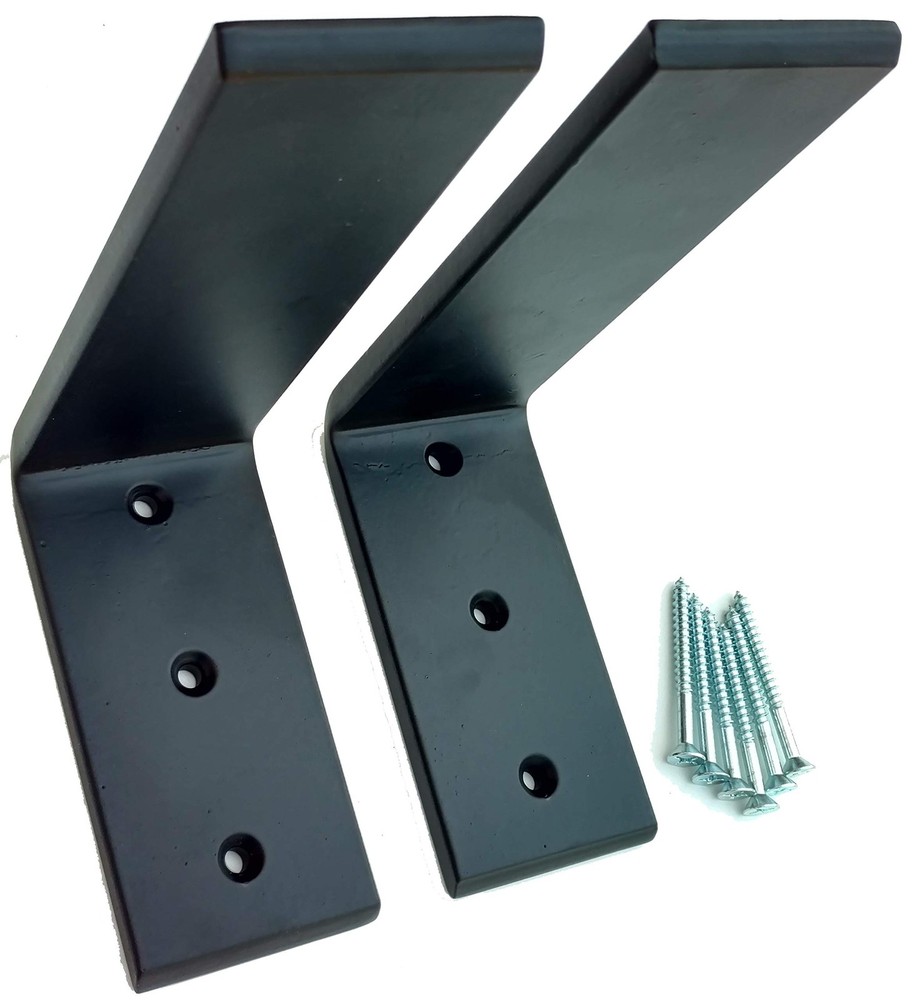Heavy Duty L Brackets Black Steel 6×8 Inch Hidden Countertop Support 3/8 In