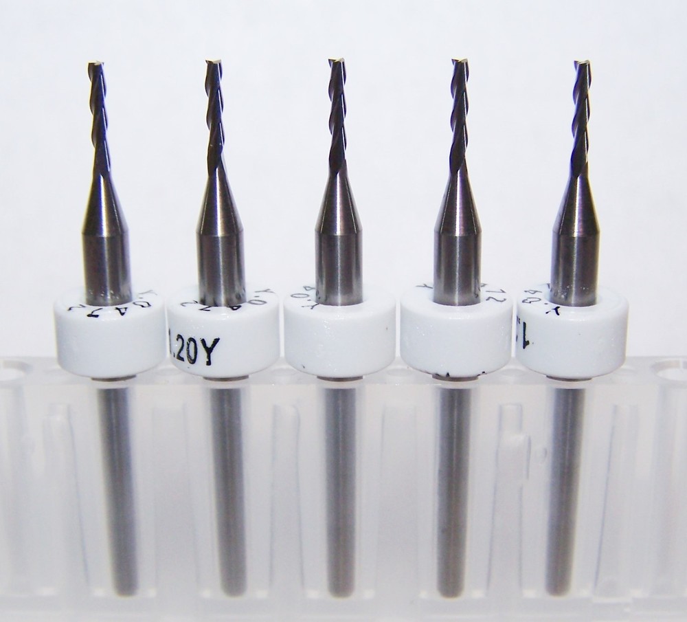 (5) – 1.20mm (.0472″) Carbide 3 flute endmills, long flute Kyocera 1700W0472.230
