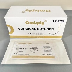 6 Boxes USP 4-0 CHROMIC GUT Absorbable Dental Surgical Suture 3/8 Needle Sterile