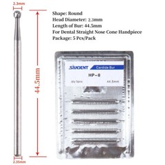 Dental Burs HP 8 Round Tungsten Carbide Burr 2.35mm for Straight Handpiece