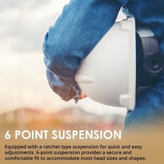 AFP Fiber Full Brim Hard Hat & 6 Point Ratchet Suspension Includes FREE WOLF Cap