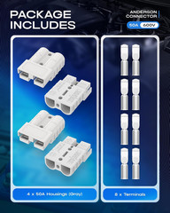 Anderson Connector 50A 600V Battery Quick Connect/Disconnect for 6-12 AWG Cables