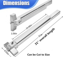 suermany 31 Inch Painted Aluminum Panic Bars for Exit Doors – Push No handle