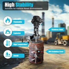 50 Gallon Pneumatic Mixer Rung Dope Tank Barrel Type 304Stainless Steel 4″ Blade