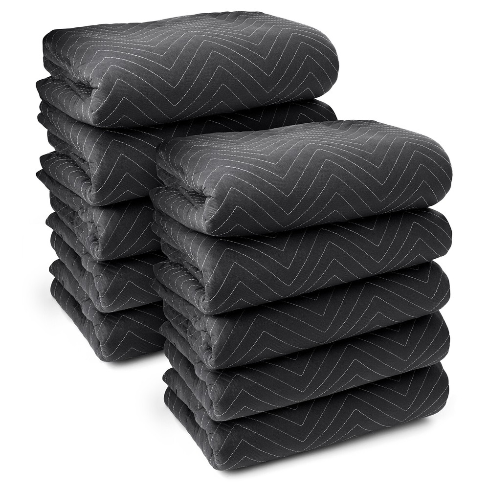 10 Moving Blankets Furniture Pads – Ultra Thick Pro – 80″ x 72″ Black