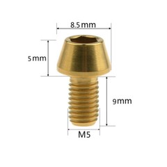 Titanium Screw Taper Head Ti Hex Bolt Bike Fasteners M5x9mm / M6x10mm
