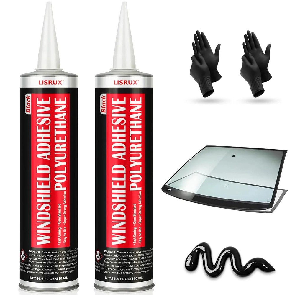 [2 Pack] Polyurethane Windshield Adhesive, Windshield Sealant Black – High Bond