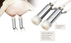 NEW Cow Milking Machine 3L Pulsation Vacuum Electric Pump 2 Teat Cups Portab