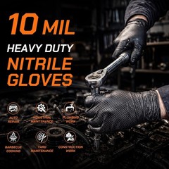10 Mil Nitrile Gloves Heavy Duty Disposable Diamond Texture Mechanic