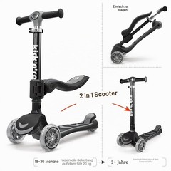 Kicknroll Scooter Kids 3 Years, Children Scooter 2in1 with Seat, Foldable Slide…