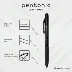 Pentonic GR-T Retractable Gel Pens, 10 Count, 1 Count (Pack of 10), Assorted