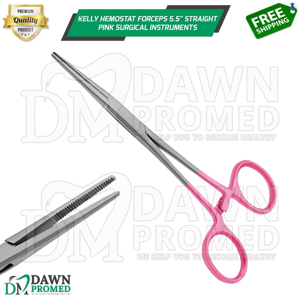 Kelly Hemostat Forceps 5.5″ Straight Pink Surgical Instruments German Grade