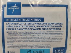 MEDLINE Nitrile Exam Gloves Extended Cuff *19 Singles* Sterile Size: LARGE