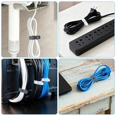 24 Pcs Silicone Cable Ties, Cord Organizer 0.5*5in, White/Gray/Green/Blue
