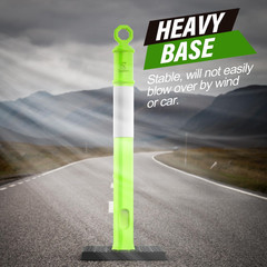 45 Inch Delineator Post with Base, Portable Lime Green Traffic Delineator Posts