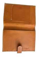 The J. Peterman Company Tan Leather Organizer Portfolio Cover Snap Closure