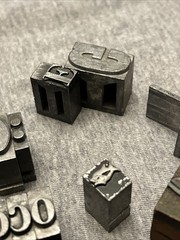Letterpress Printing Block Mixed Lot Letters, Numbers, Symbols, BB & S Chicago