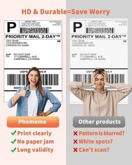 500/1000pcs 4×6 Direct Thermal Shipping Label Compatible with PHOMEMO/MUNBYN Lot