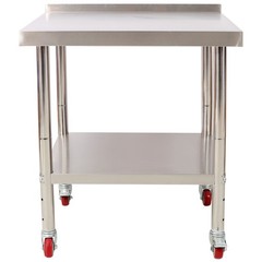 24×15″ Stainless Steel Prep Table w/Backsplash, Undershelf, 4 Casters, 440lb