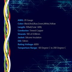 High-Performance 20 AWG Silicone Wire Kit – 10ft Spools in 6 Vibrant Colors