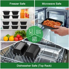Dealusy 50 Pack (100-Piece) 24 oz Meal Prep Containers Reusable 24 oz, Black