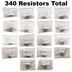 340 Piece Resistor Kit – Includes Assortment of ½ Watt, 1W, and 2W Resistors